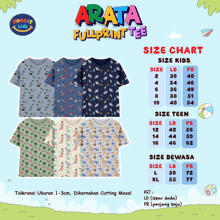 PO ARATA FULLPRINT TEE (DEWASA) BY HONEST KIDS