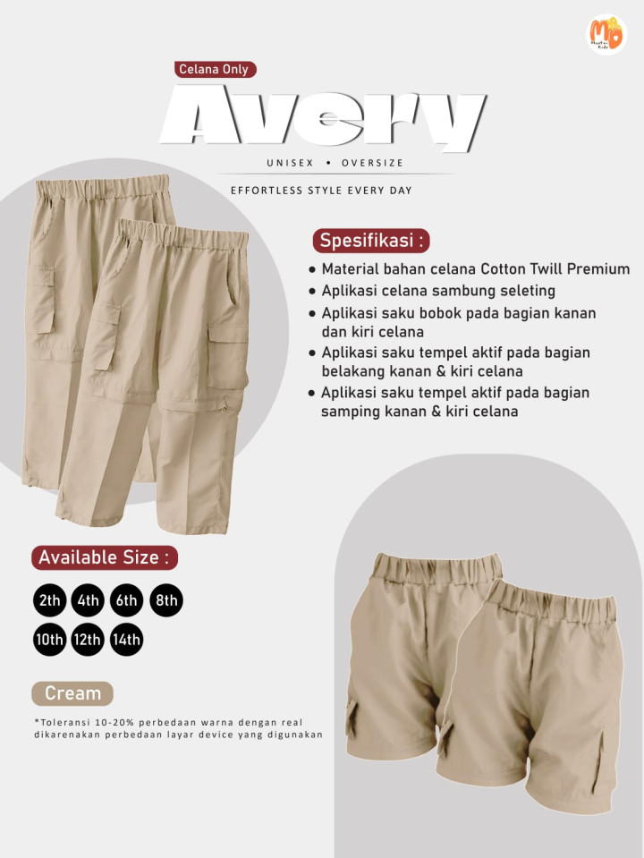 PO AVERY CELANA ONLY BY MASTER KIDDOS