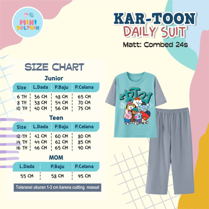 PO KARTOON DAILY SUIT PENDEK (JUN TEEN) BY MINI DOLPHIN