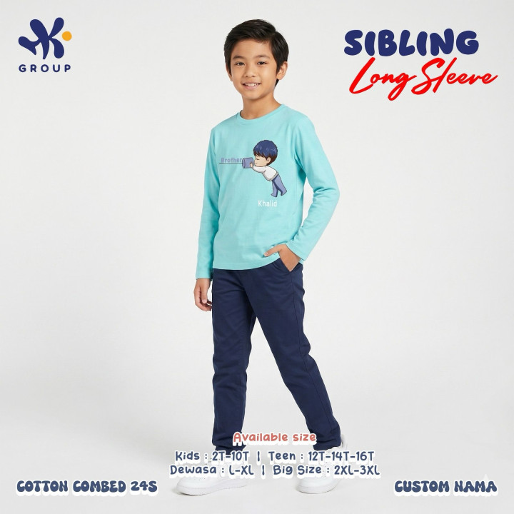 PO SIBLING TSHIRT CUSTOM NAME LENGAN PANJANG BY HK GROUP