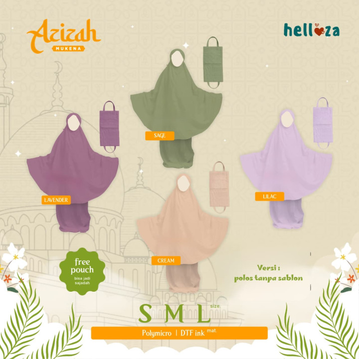 PO AZIZAH MUKENA POLOS BY HELLOZA