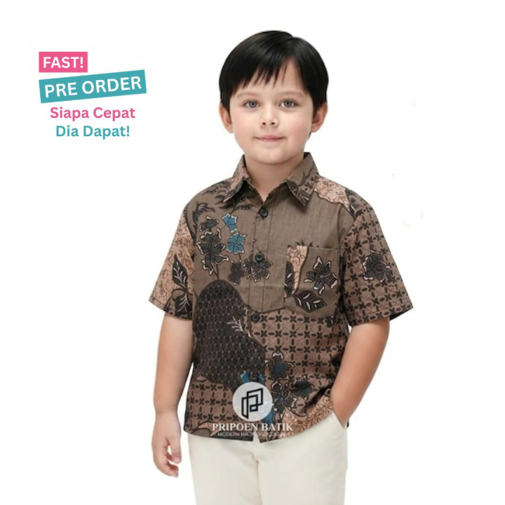 FAST PO AZKA KEMEJA BATIK PENDEK ANAK 