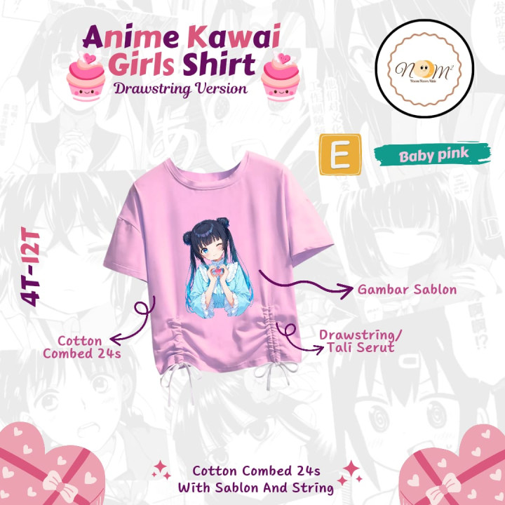 PO ANIME KAWAI GIRLS SHIRT BY NOOM² KIDS Drawstring Version