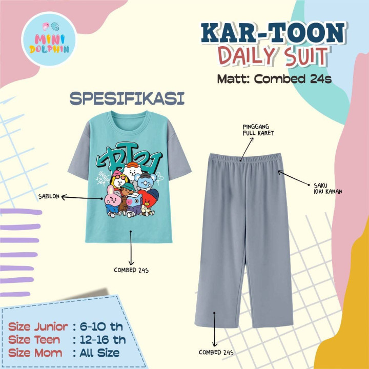 PO KARTOON DAILY SUIT PENDEK (MOM) BY MINI DOLPHIN