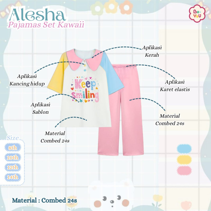PO ALESHA PAJAMAS SET KAWAII BY BE YOU