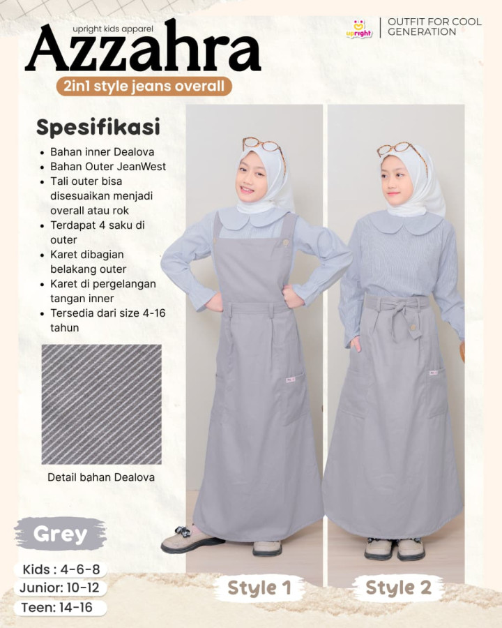 PO AZZAHRA 2IN1 STYLE JEANS OVERALL BY UPRIGHT