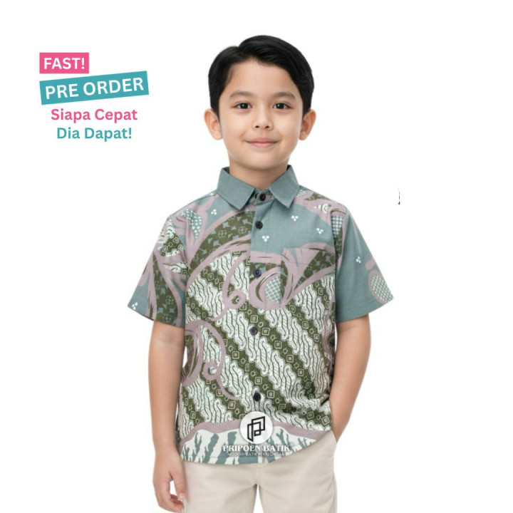 FAST PO AZKA KEMEJA BATIK PENDEK ANAK 