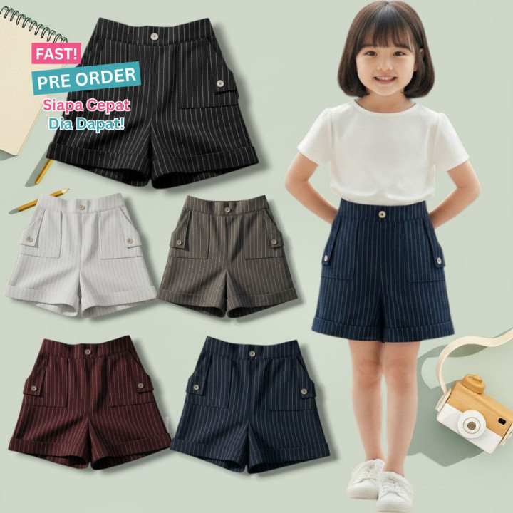 FAST PO STRIPE BUTTON SHORTPANS