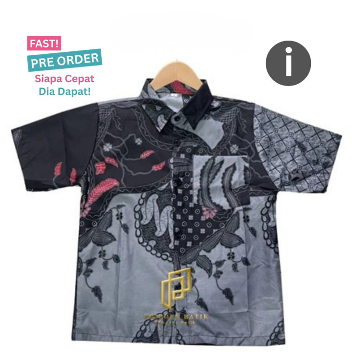 FAST PO AZKA KEMEJA BATIK PENDEK ANAK 