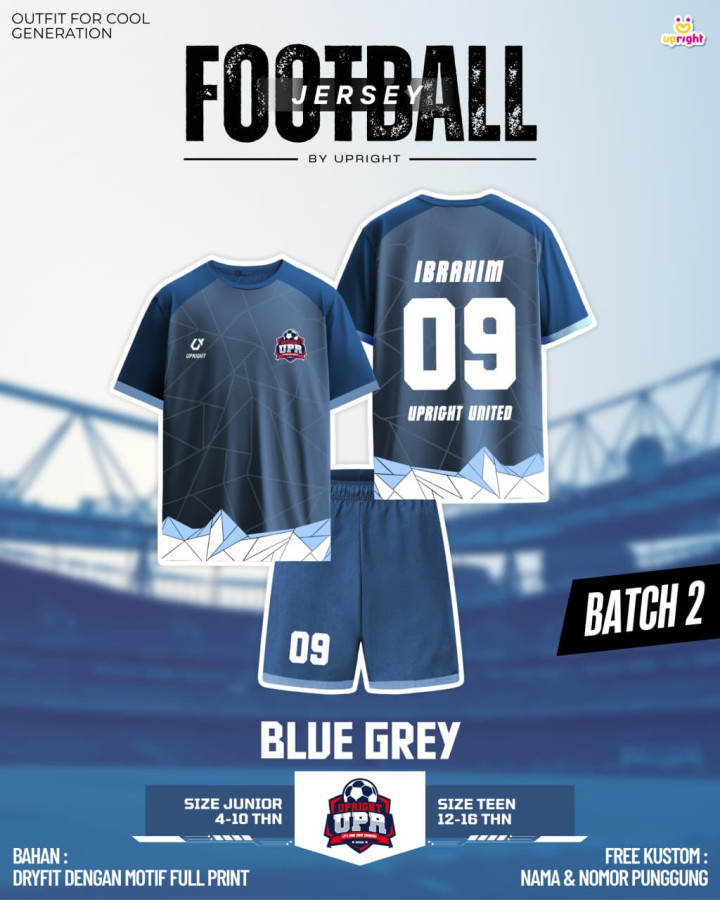 BATCH 2 JERSEY FOOTBAAL TSHIRT CUSTOM NAME DAN NOMOR PUNGGUNG BY UPRIGHT