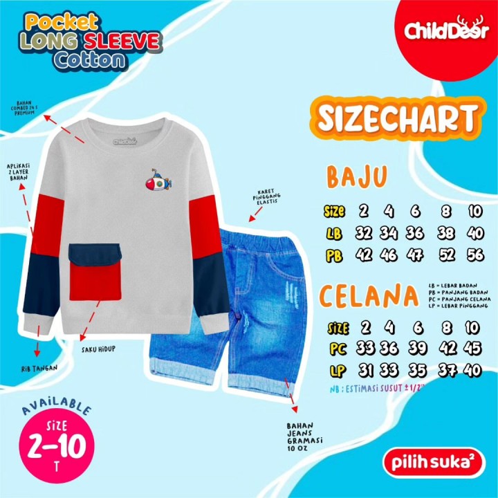 POCKET LONG SLEEVE COTTON BY CHILDDEER