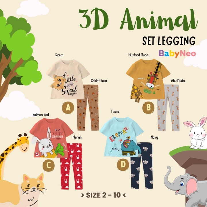 PO 3D ANIMAL SET LEGGING BY BABYNEO