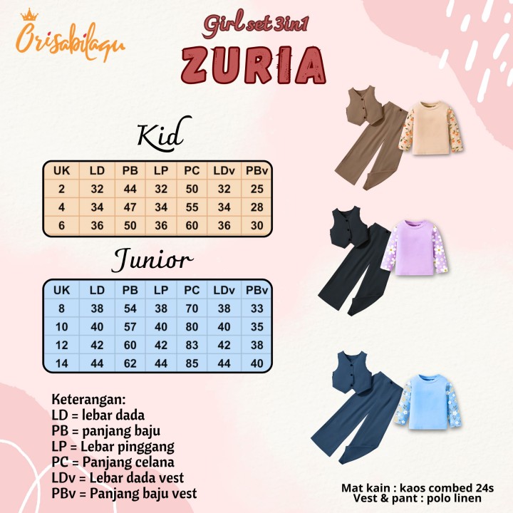 PO GIRL SET 3IN ZURIA KIDS BY ORISABILAQU