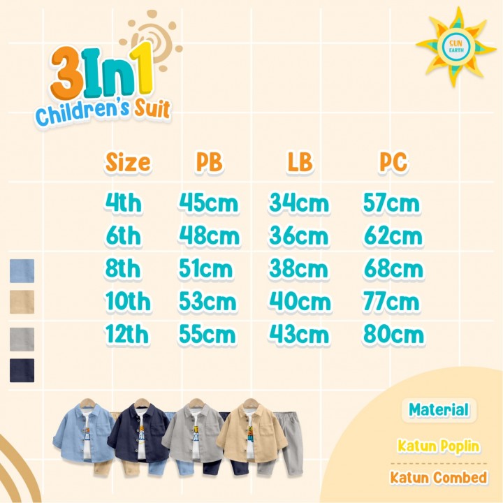 PO 3IN1 CHILDRENS SUIT BY SUN EARTH