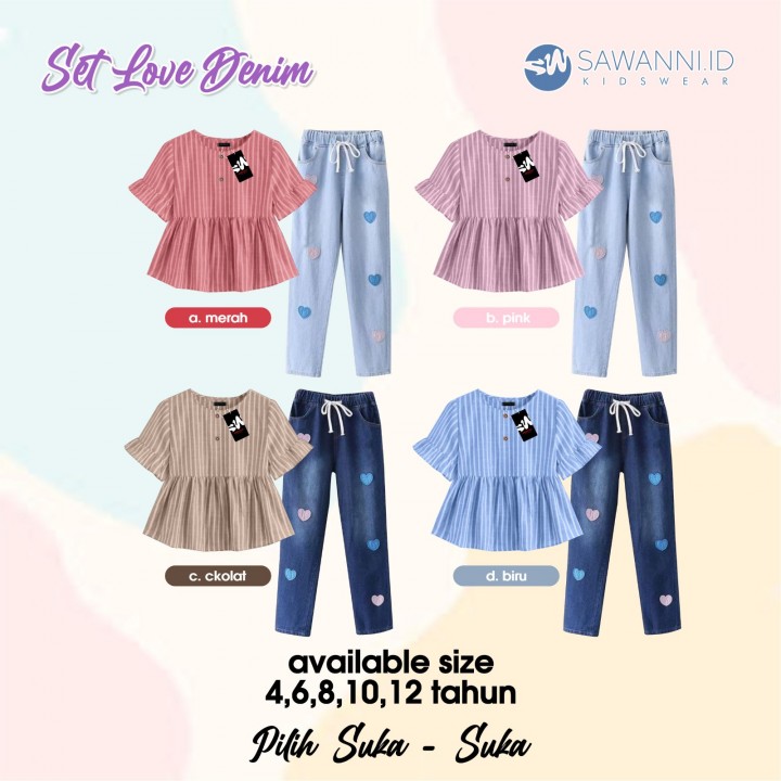 PO SET LOVE DENIM BY SAWANNIKIDSWEAR