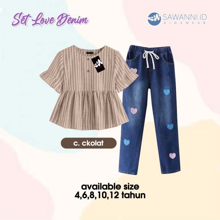 PO SET LOVE DENIM BY SAWANNIKIDSWEAR