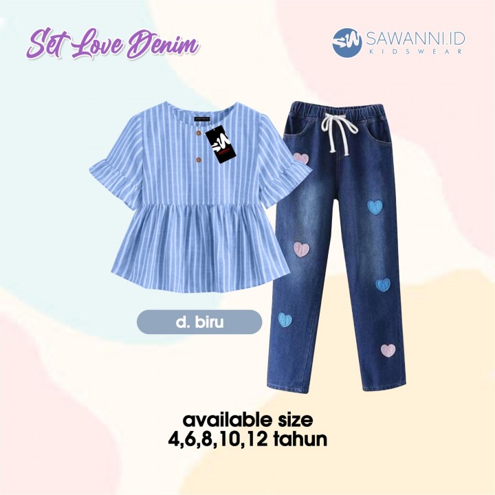 PO SET LOVE DENIM BY SAWANNIKIDSWEAR