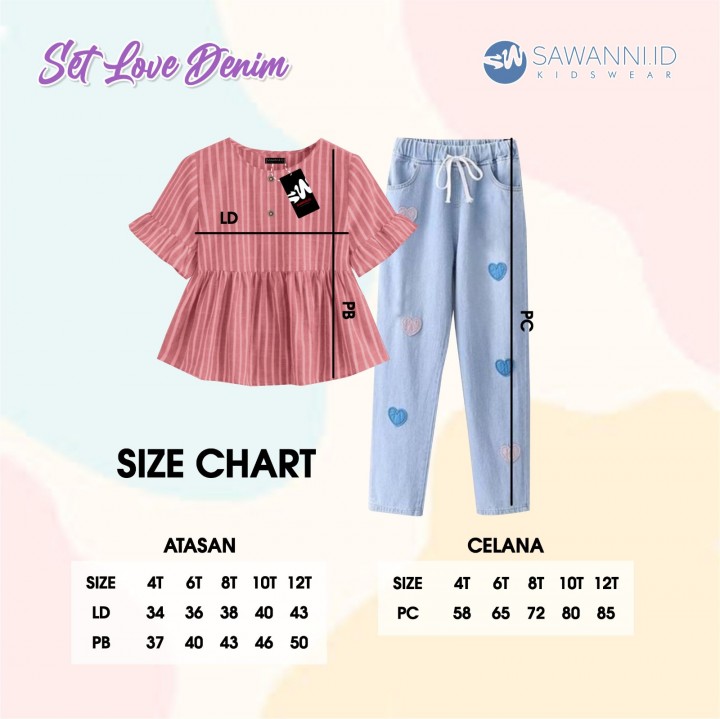 PO SET LOVE DENIM BY SAWANNIKIDSWEAR