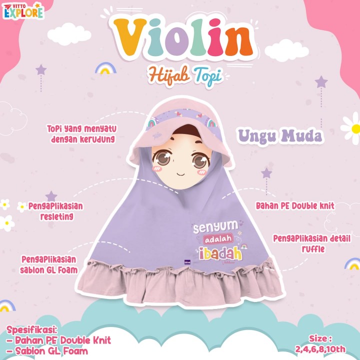 PO HIJAB TOPI VIOLIN BY VITTO EXPLORE