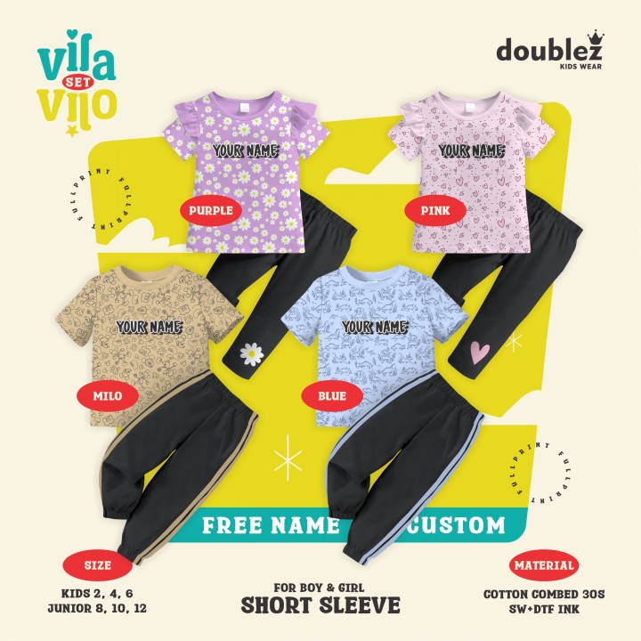 PO VILA VILO SET (PENDEK KIDS)  BY DOUBLEZ