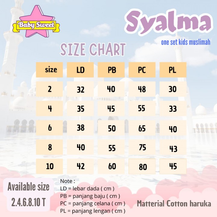 PO SYALMA ONE SET KIDS MUSLIMAH BY BABY SWEET