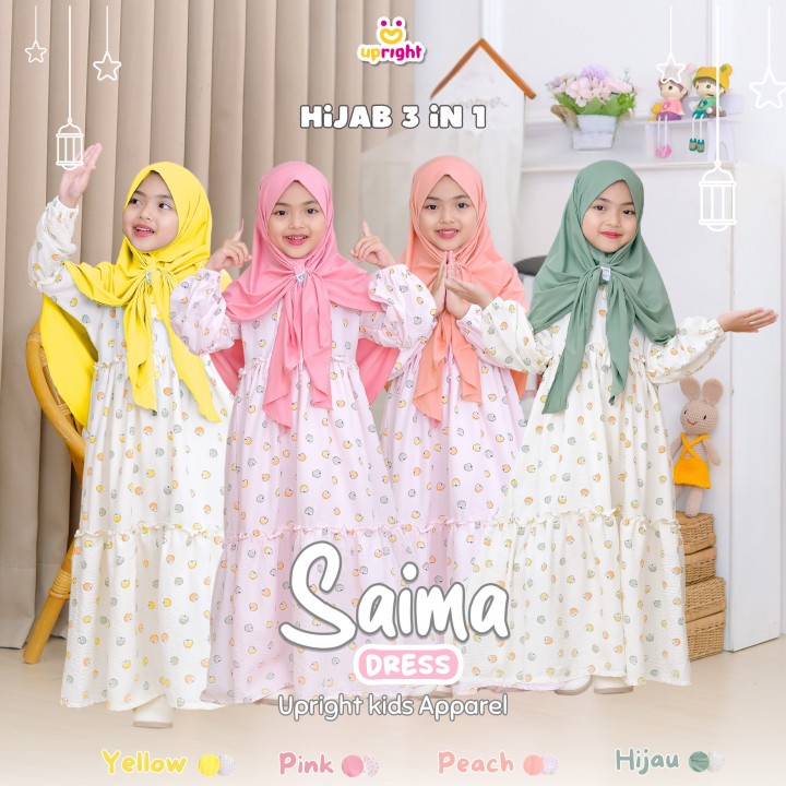 PO SAIMA GAMIS SET HIJAB INSTAN SEGITIGA BY UPRIGHT KIDS APPAREL