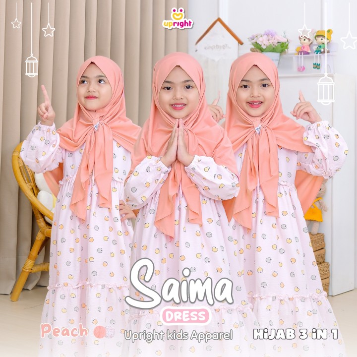 PO SAIMA GAMIS SET HIJAB INSTAN SEGITIGA BY UPRIGHT KIDS APPAREL