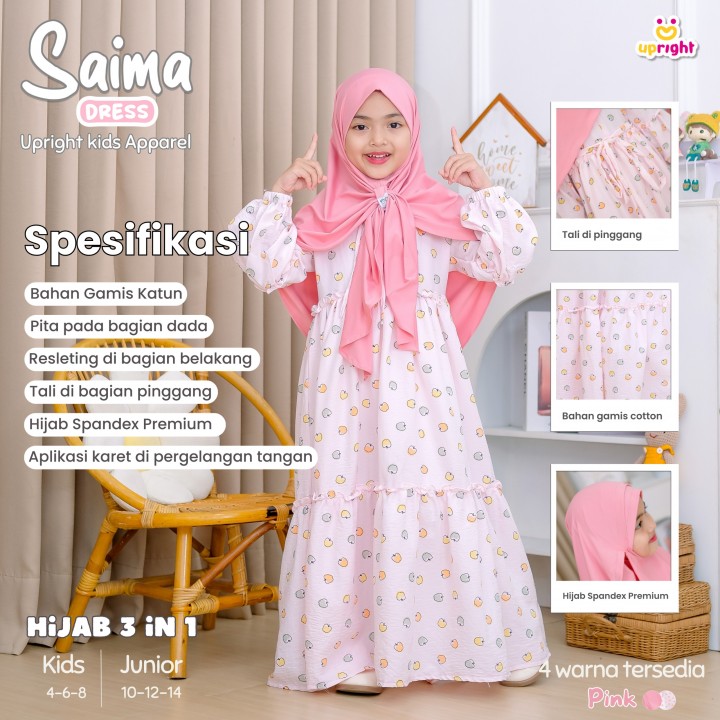 PO SAIMA GAMIS SET HIJAB INSTAN SEGITIGA BY UPRIGHT KIDS APPAREL