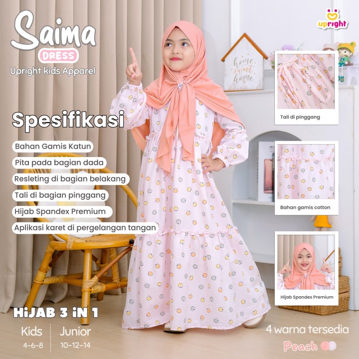 PO SAIMA GAMIS SET HIJAB INSTAN SEGITIGA BY UPRIGHT KIDS APPAREL