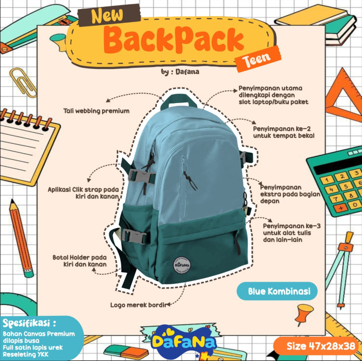 PO NEW BACKPACK TEEN BY DAFANA