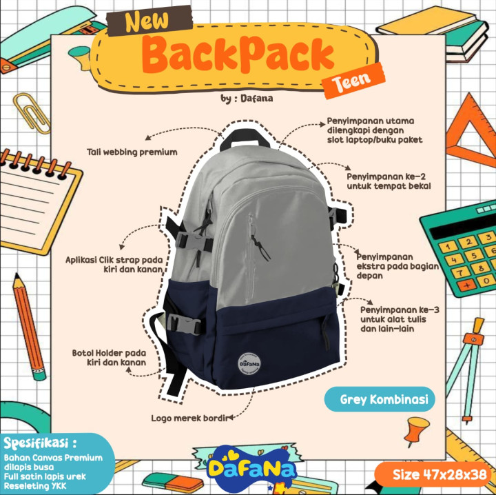 PO NEW BACKPACK TEEN BY DAFANA