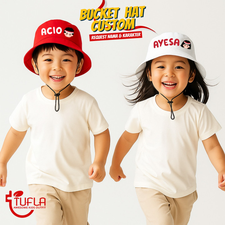 PO BUCKET HAT CUSTOM NAMA KAREKTER PEREMPUAN (Seri Anak Indonesia)