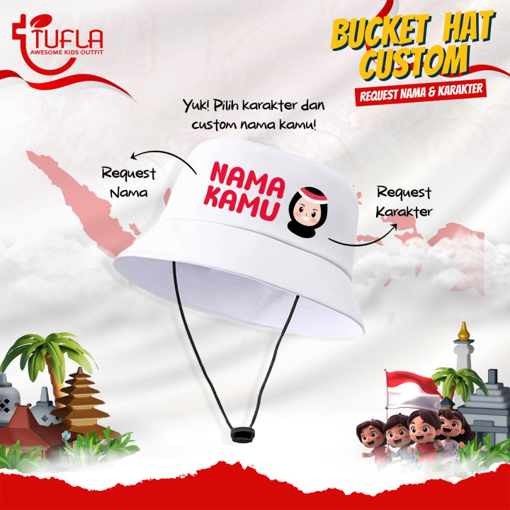 PO BUCKET HAT CUSTOM NAMA KAREKTER PEREMPUAN (Seri Anak Indonesia)