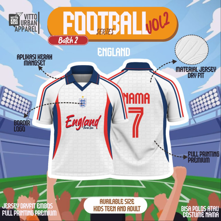 FOOTBALL SERIES CUSTOM NAMA DAN NO PUNGGUNG (KIDS) BY VITTO EXPLORE