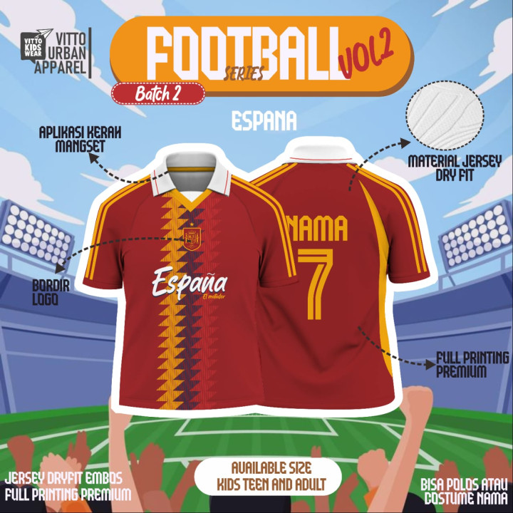 FOOTBALL SERIES CUSTOM NAMA DAN NO PUNGGUNG (KIDS) BY VITTO EXPLORE
