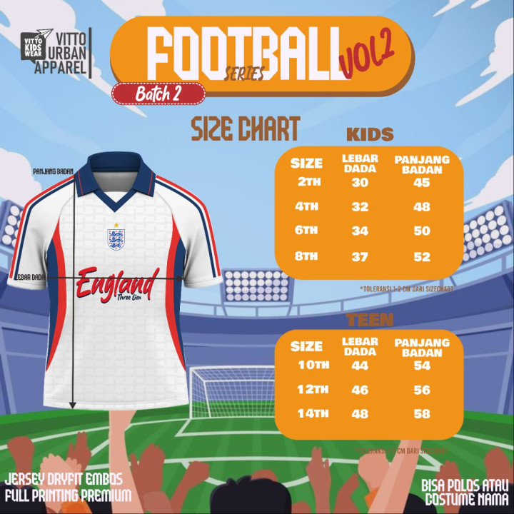 FOOTBALL SERIES CUSTOM NAMA DAN NO PUNGGUNG (KIDS) BY VITTO EXPLORE