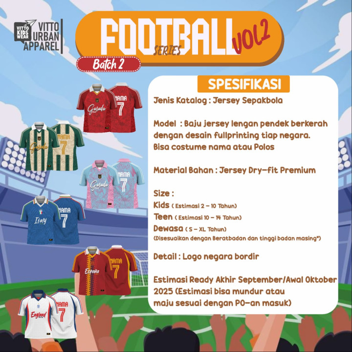 FOOTBALL SERIES CUSTOM NAMA DAN NO PUNGGUNG (KIDS) BY VITTO EXPLORE