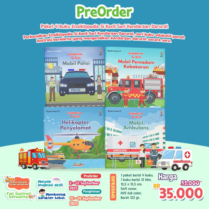 PO PAKET 4 BUKU ENSIKLOPEDIA SI KECIL SERI KENDARAAN DARURAT
