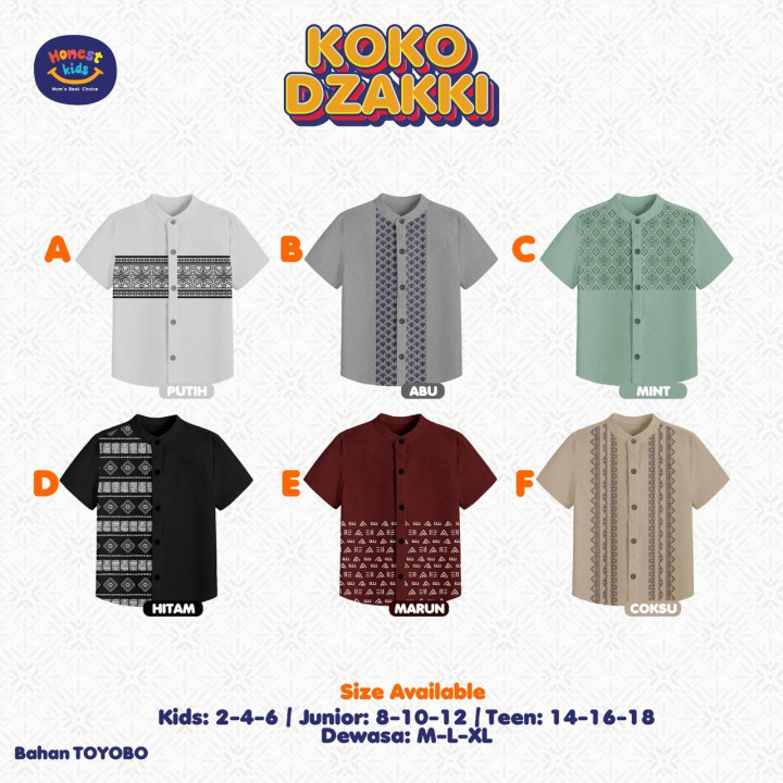 PO KOKO DZAKKI LENGAN PENDEK BY HONESTKIDS