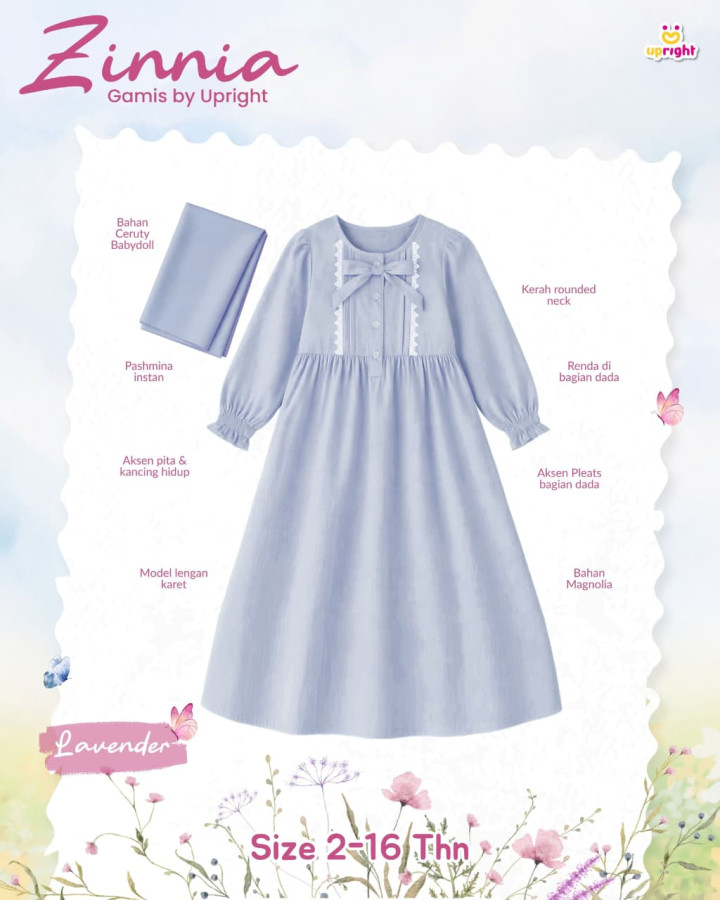 PO ZINNIA GAMIS SET HIJAB BY UPRIGHT