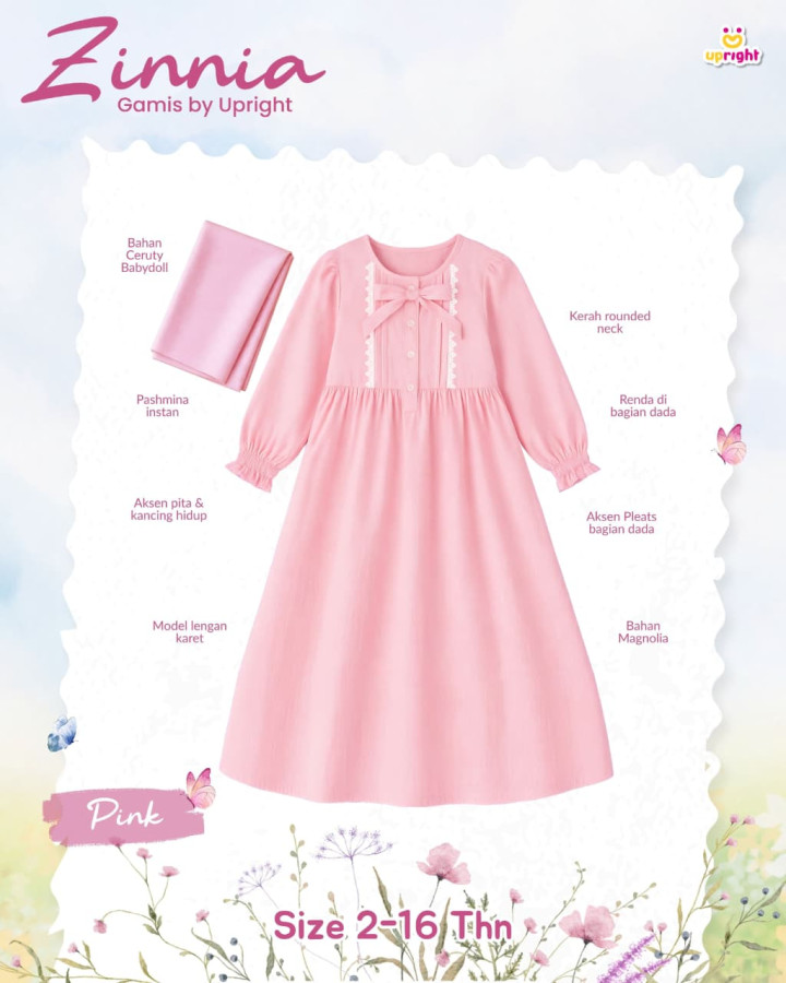 PO ZINNIA GAMIS SET HIJAB BY UPRIGHT