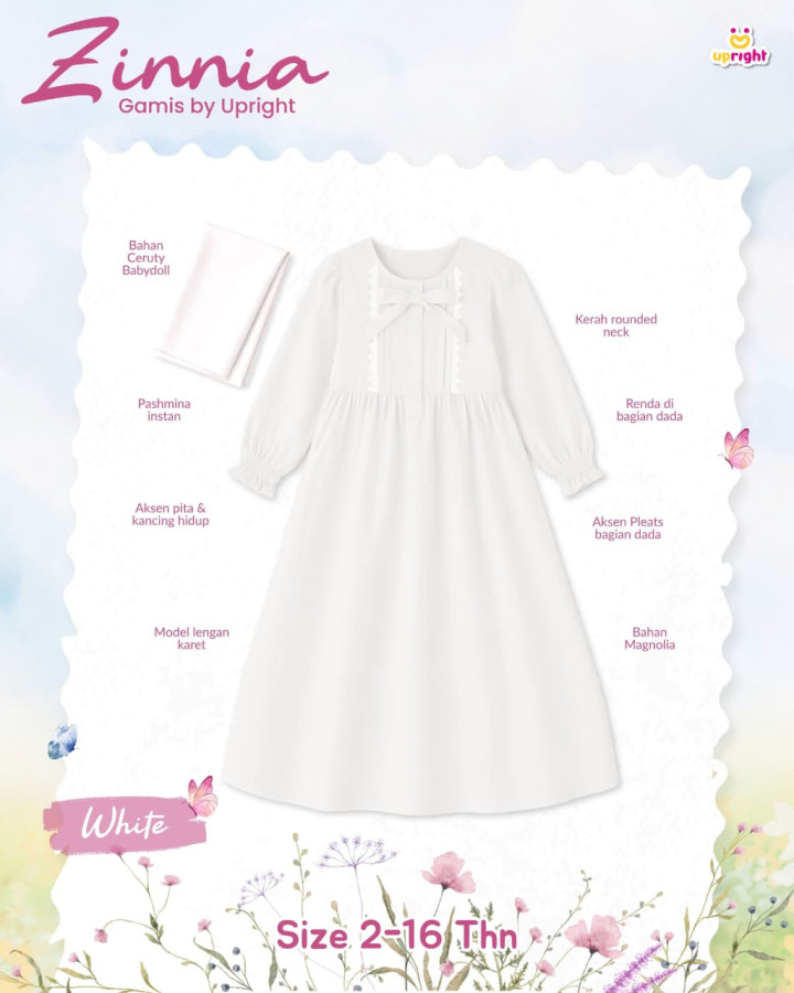 PO ZINNIA GAMIS SET HIJAB BY UPRIGHT