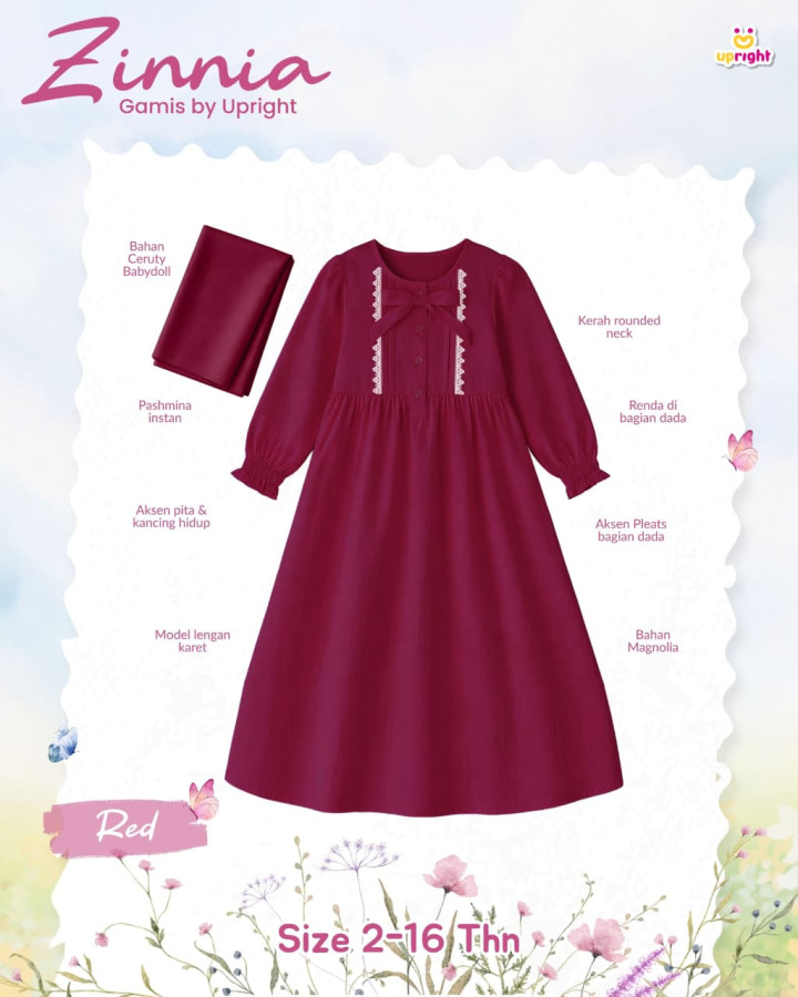 PO ZINNIA GAMIS SET HIJAB BY UPRIGHT