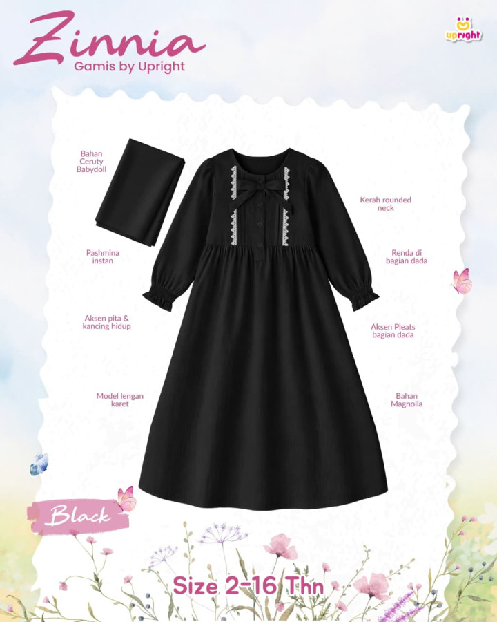 PO ZINNIA GAMIS SET HIJAB BY UPRIGHT