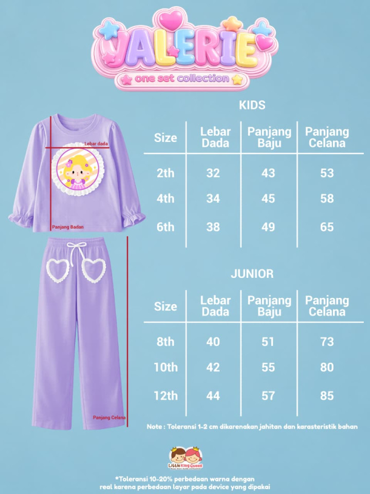PO SET  VALERIE COLLECTION BY LITTLE KING QUEEN