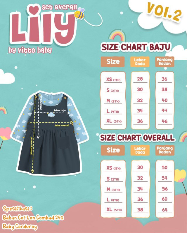 PO SET OVERALL LILY VOL 2 BY VITTO BABY