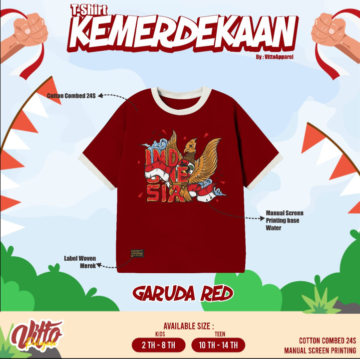 PO T-SHIRT KEMERDEKAAN (KIDS & TEEN) BY VITTO PALUGADA