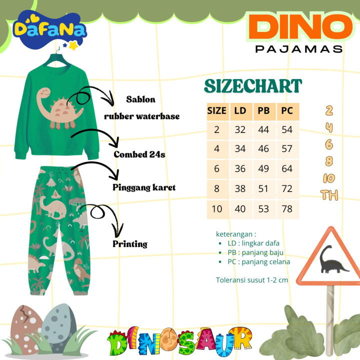 PO DINO PAJAMAS BY DAFANA