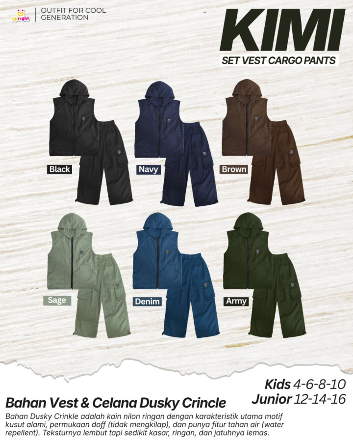 PO KIMI SET VEST CARGO PANTS BY UPRIGHT 