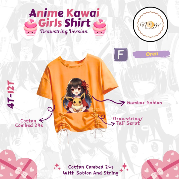 PO ANIME KAWAI GIRLS SHIRT BY NOOM² KIDS Drawstring Version